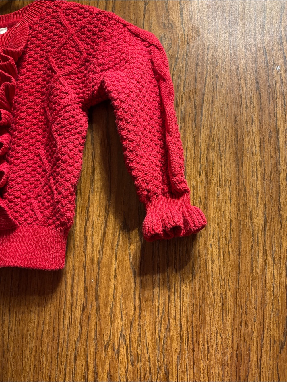 GAP Red Ruffle Cable Knit Sweater - Picture 3 of 5